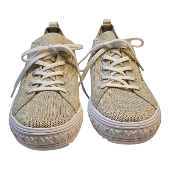 Micheal Kors Grove Metallic Knit Sneaker Pale Gold New‎ Women's Size 10 - Picture 3 of 14